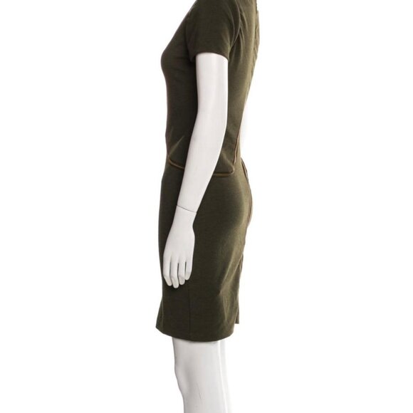 Ted Baker London Green Women's Gold Zipper Short Sleeve Sheath Dress Sz 1, US 2 - Picture 4 of 11